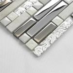 Natural Glossy Stone Bathroom Shower Wall Tiles , Peel And Stick Backsplash