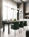 Classic Transitional PET Kitchen Cabinets Fitted Gray Kitchen Set Customized