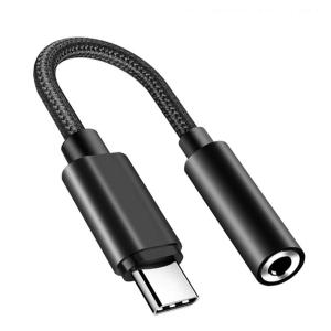 China Cloth Braided Iphone Earphone Adapter Digital Signal Type C To 3.5mm Aluminum Alloy Housing wholesale