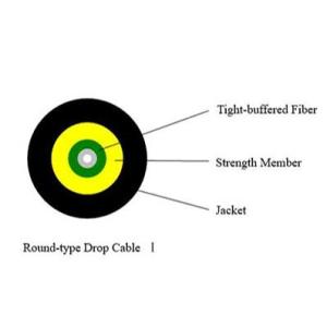 China 1F FTTH Drop Cable Round Type 2.5mm / 3.0mm Optical Fiber Drop Cable wholesale
