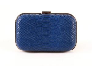 China Dark Blue And Silver Ladies Leather Clutch Bags Made Of Faux Python Skin Leather wholesale