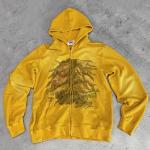 Men's Custom Waffle Knit Zip Hoodie Heavyweight Oversized Distressed Vintage