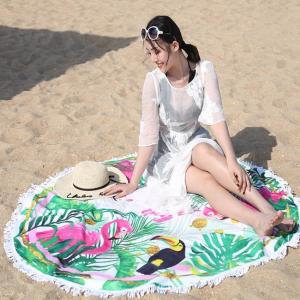 China Large Custom Microfiber Beach Towels Tropical  Round For Swimming wholesale