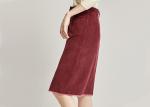 Red Corduroy Wrap Ladies Dress Skirt Knee Length Casual High Waist Skirt