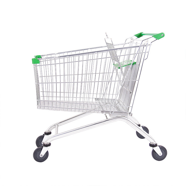 Foldable Handle Supermarket Metal Trolley Cart Size 60L-240L