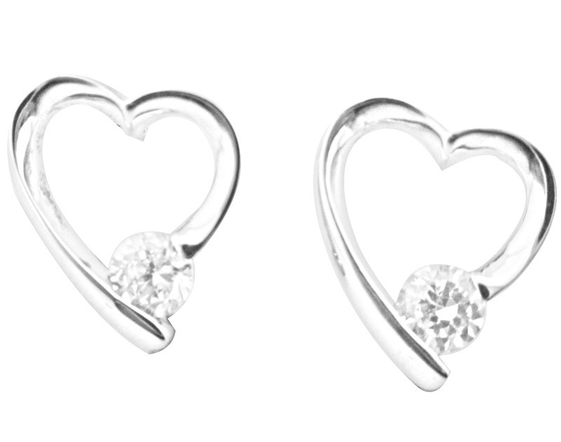 Heart-Shaped 925 Silver CZ Earrings Romantic Accessory Girls Sterling Silver Earrings Small Silver Heart