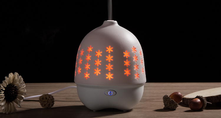 Ceramic Colorful One Button Design Flower Diffuser Aromatherapy Oil Humidifier Adjustable Humidifier