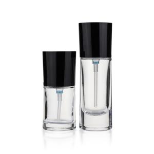 China Round Liquid Foundation Bottles Clear 30ml Airless Pump Bottle wholesale