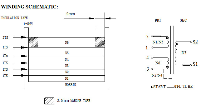 RM8 Flyback 2 + 2 Pin Small Size Transformer With Copper Foil Hi - Pot 3000V