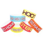 Tearproof Custom Printed Paper Wristbands Personalised White Blue Yellow