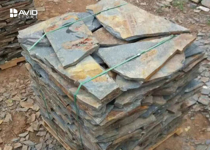 Light Yellow Slate Paving Stones Skidproof Irregular Size For External Floor