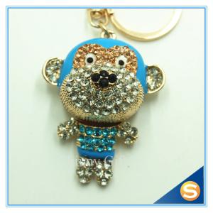 China Customs Animal Shape Rhinestone Monkey Metal Key Chain Key Ring For Bags wholesale