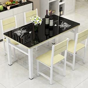 China Toughened Glass Top Dining Room Table , Black Glass Dining Table Set wholesale