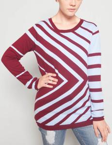 China Jacquard Stripe Double Layer Sweater , Size M Family Christmas Sweaters wholesale