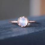 Rose Gold Plated 925 Sterling Silver Rainbow Faceted Moonstone Jewelry Pear Cut