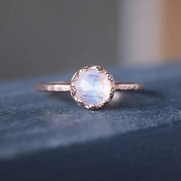 Rose Gold Plated 925 Sterling Silver Rainbow Faceted Moonstone Jewelry Pear Cut