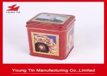 Food grade Tinplate Metal Square Coffee Tins Box Containers With Hinged Lid