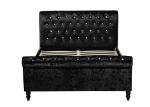 Luxury Silver Black Fabric Crushed Velvet Sleigh Bed Frame Double King Size