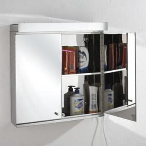China Illuminated Wall Mounted Bathroom LED Mirror Cabinet Stainless Steel Frame wholesale