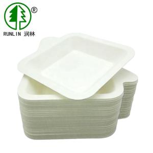 China Compostable Disposable 120 Deg Square Sugarcane Sushi Sauce Plates wholesale