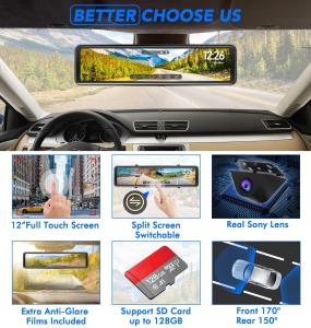 China OEM ODM 2K 10.88 Inch Dual Lens Car Camera with Night Vision wholesale