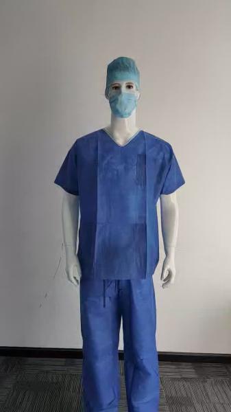 SMS Disposable Medical Scrub Scrub Suit Two Pieces Suit Short Sleeve Shirt and