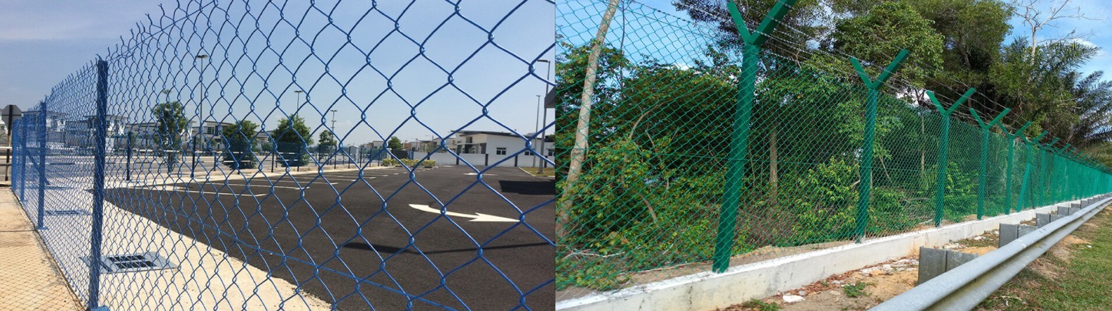 Metal 1.5m High Diamond Mesh Razor Wire Fencing Commercial Grade