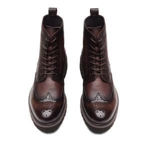 China Fashion Ankle Genuine Warm Leather Boots , Work Shoes For Men Lace Up Closure Type wholesale