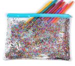 Clear Sewing PVC Cosmetic Bag Blue Star Glitter Plastic Makeup Pouch With