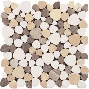 China Black And White Glass Mosaic Tiles , 3D Triangle Round Marble Mosaic Wall Tile 30x30 wholesale