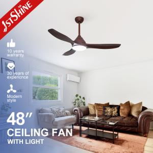 China 48in Plastic LED Ceiling Fan 220V 50HZ With Wood Grain Blades wholesale