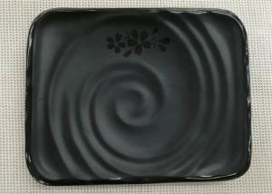 China Japanese-style Rectangular Sushi Plate Black Melamine Dinnerware Weight 264g wholesale