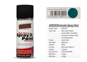 China AEROPAK brand fresh green 400ml acrylic Spray Paint with MSDS for car wholesale