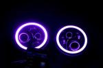 3700lm Jeep Wrangler Headlights , 7 Inch Round LED Headlights RGB Halo with