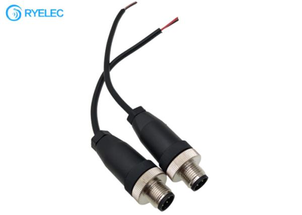 M12 4Pin Screw Type Aviation Connector Male Power Cable For Rear View Camera