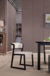 Modern Wood Frame White Leather Dining Chair