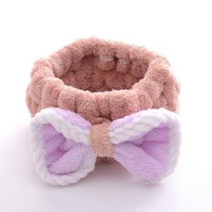 China Microfiber Fur Face Cleansing Headband Wide Bow For Ladies Spa wholesale