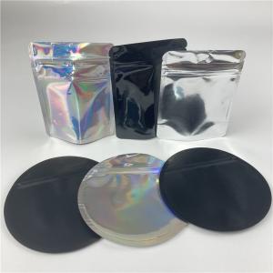 China 3.5g Hologram Shaped Round Mylar Bags Custom Printed Circle Zipper Packaging on sale