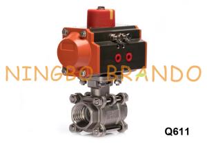 China 1'' Thread Stainless Steel 3 Piece Ball Valve With Pneumatic Actuator wholesale