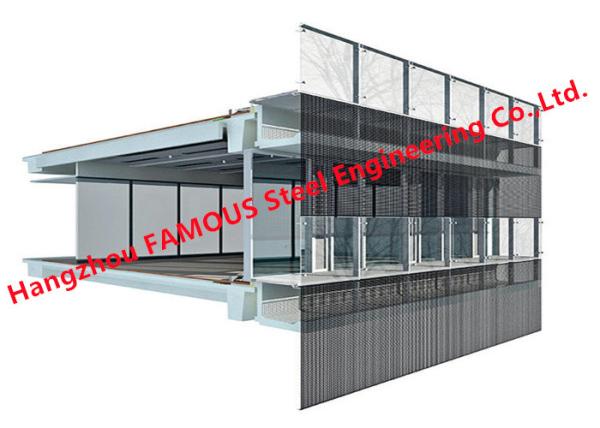 Ventilated Steel Glass Curtain Wall Facade Double Skin For Commercial Office