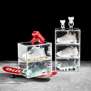 China Stackable Drop Front Clear Plastic Shoe Container Clear Transparent wholesale