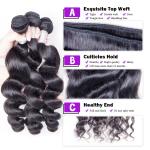 Real Human Hair 1b Color Brazilian Loose Wave Deep Wave Hair 2m Weft