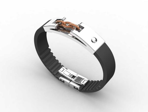 Top Quality Europe Fashion Stainless Steel Genuine Leather Silicone Bangle