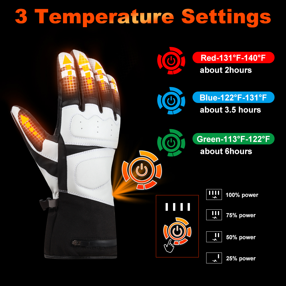 Outdoor Winter Rechargeable Battery Heated Ski Gloves For Men 7.4V Lithium USB