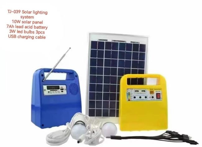 10W Portable Solar Lighting Systems IP54 With 12V 7A Rechargeable Lead Acid Battery