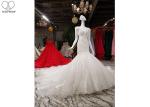 Off White Wedding Ladies Bridal Gown Custom Beading Lace Long Fishtail Bandage