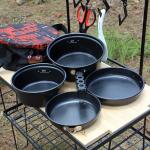 Factory Price Kitchen Black Cookware Set Outdoor Cooking Set Nonstick Camping