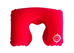China Inflatable Airplane Pillow Bright Red Color , Neck Travel Pillow With PVC Flocking Material wholesale