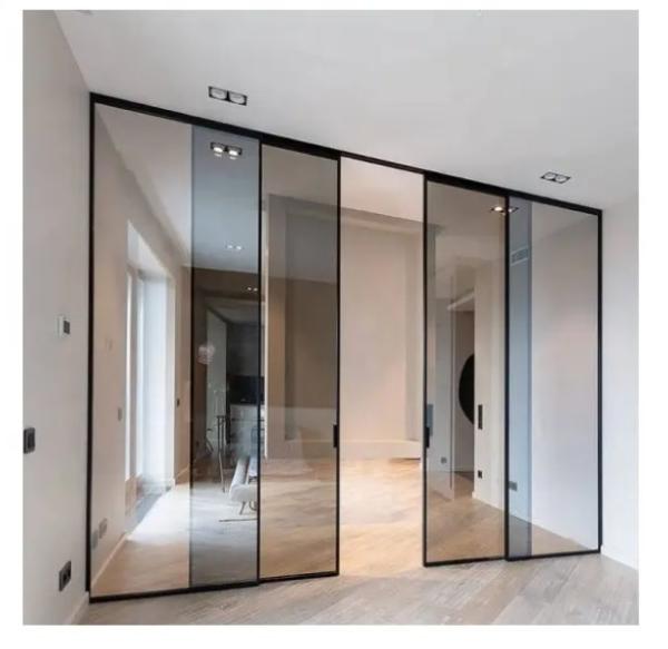 Automatic Sliding Door System Interior Narrow Frame Trackless Aluminum Alloy