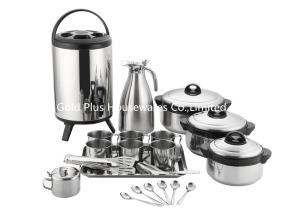 China 21pcs Kitchen cookware sets double wall vacuum thermos stainless steel soup pot heat insulation barrel mug and spoon set wholesale